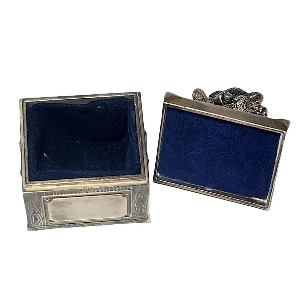 Morgan Vintage Silver Plated Teddy Bear Keepsake Trinket Ring Box 2.5